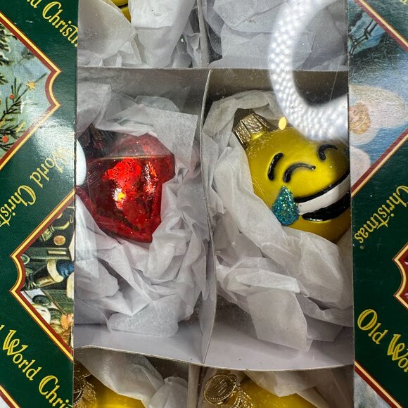 Old World Christmas Mini Emoji Glass Christmas Ornament SET Of 6 - Picture 3 of 9